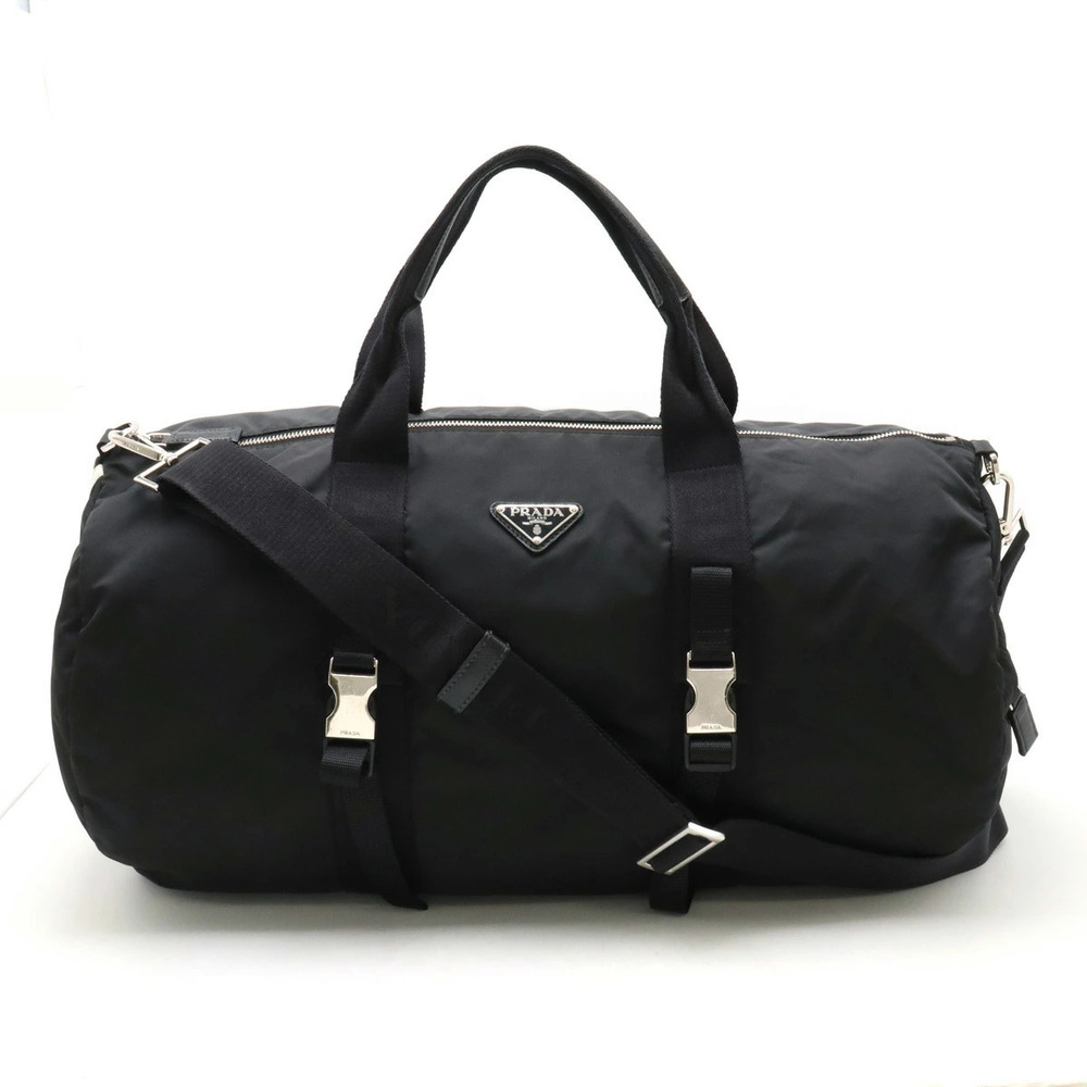 PRADA Adidas Collaboration Duffle Bag Boston Travel Shoulder Leather Nero Black